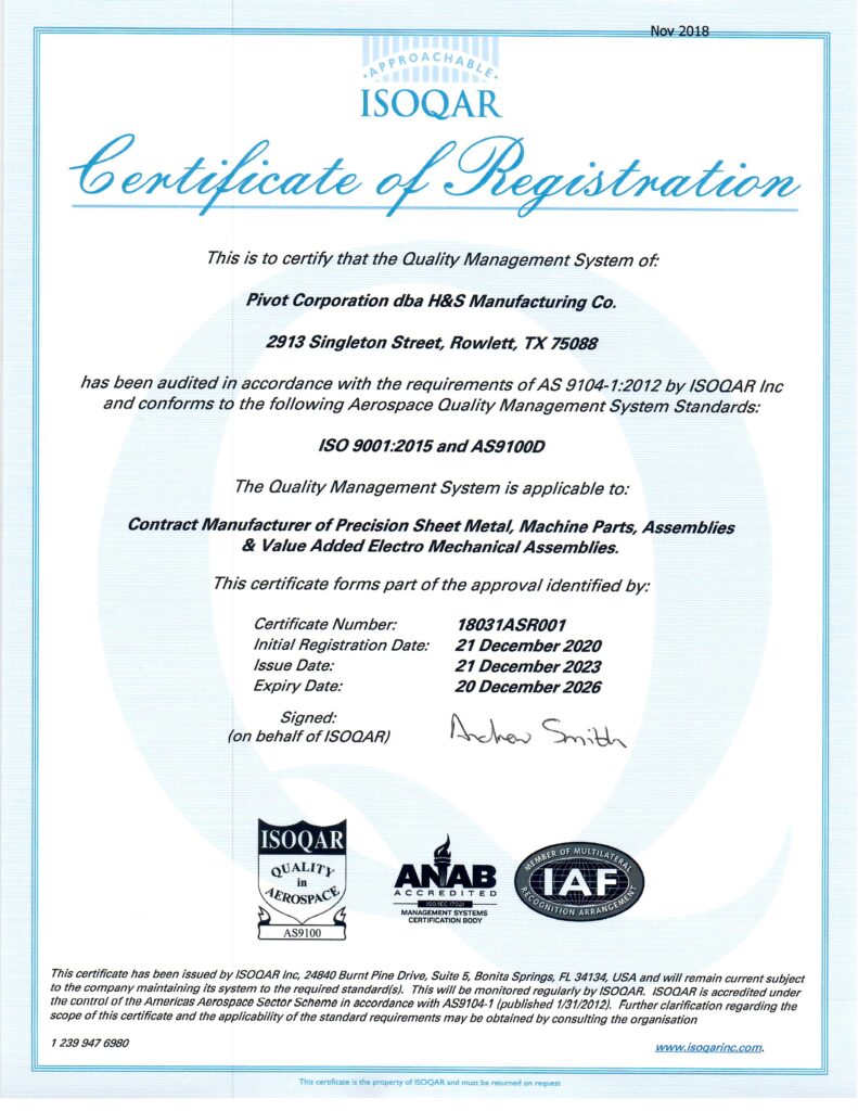 Resources for Contract Manufacturing H&S Manufacturing Co.